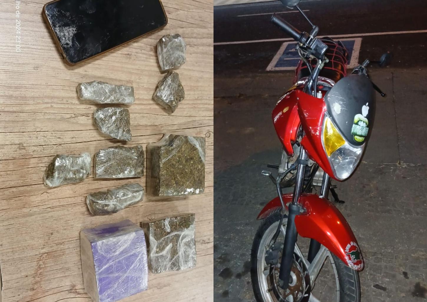 Casal é preso pela Força Tática com drogas e moto adulterada
