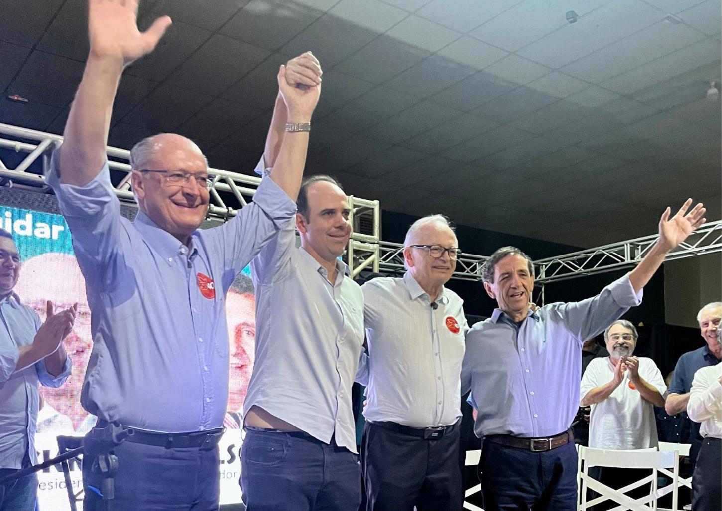 Ao lado de Geraldo Alckmin, Ubiali anuncia Gilson de Souza Jr como vice