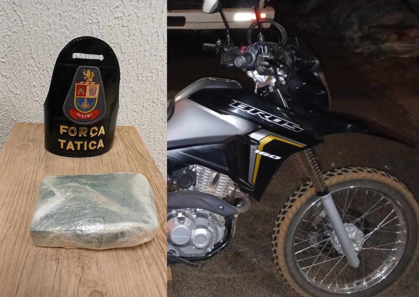 Força Tática flagra traficante com tablete de maconha em estrada rural