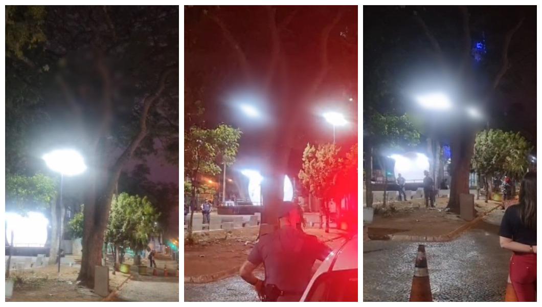 Homem aparentemente em surto mobiliza forças de segurança na praça central