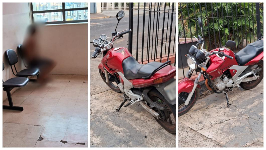 Dupla bate em muro ao tentar fugir da Polícia Militar com moto furtada