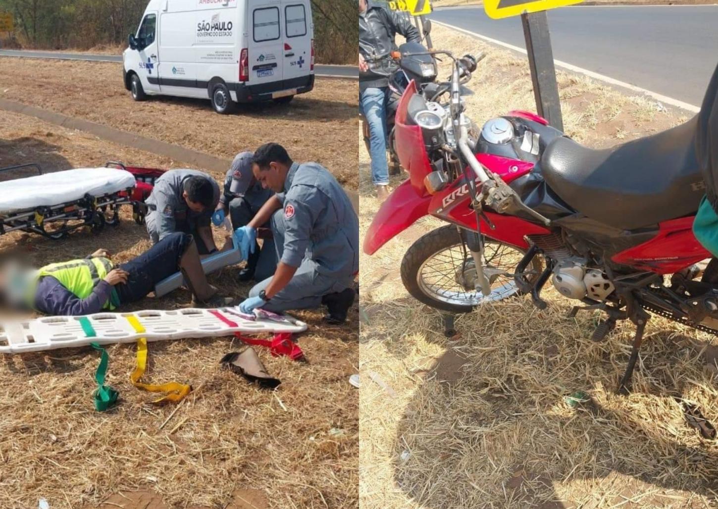 Motociclista fica ferido em acidente na rodovia Prefeito Fábio Talarico