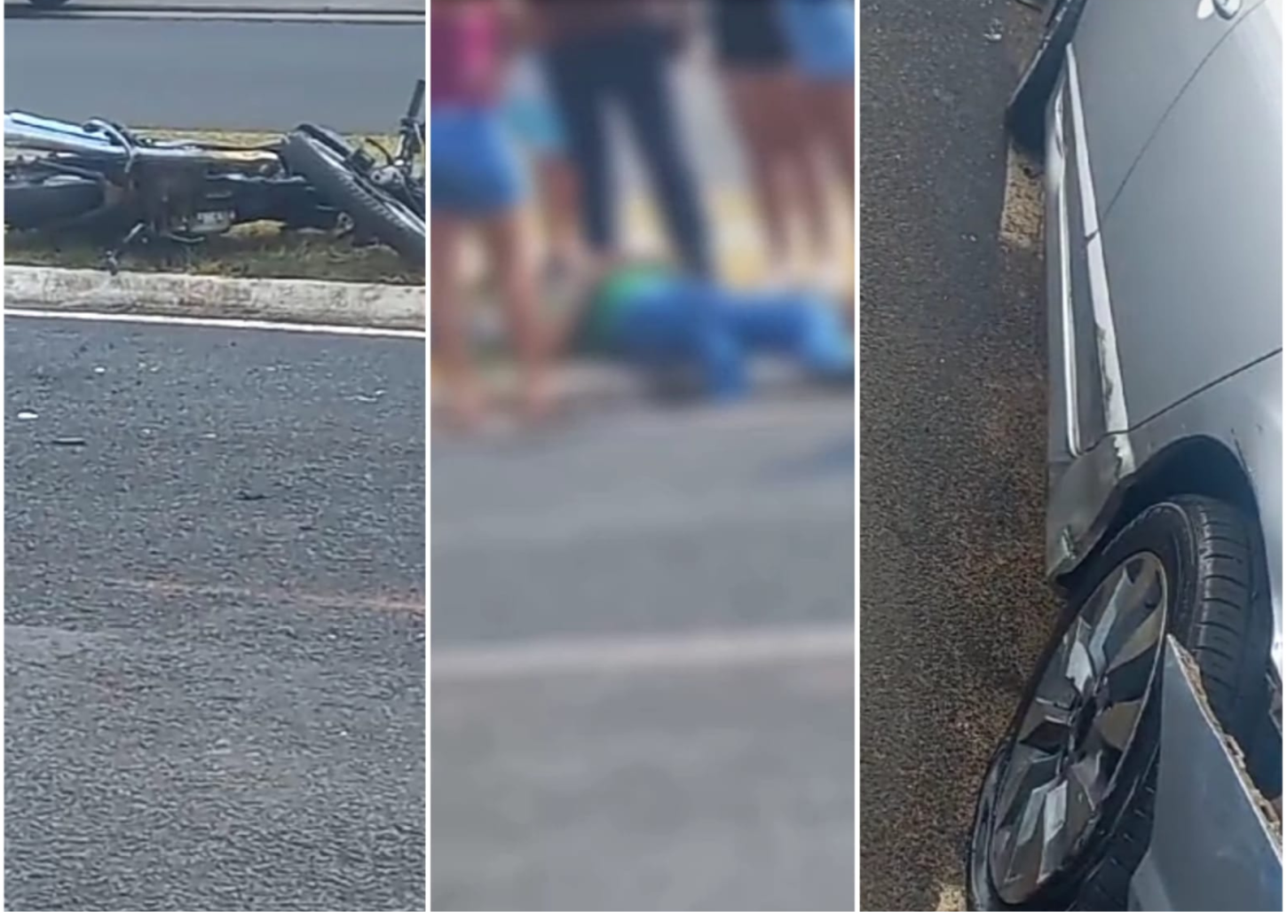 Motociclista bate em carro estacionado na Jaime Telline e sofre fraturas