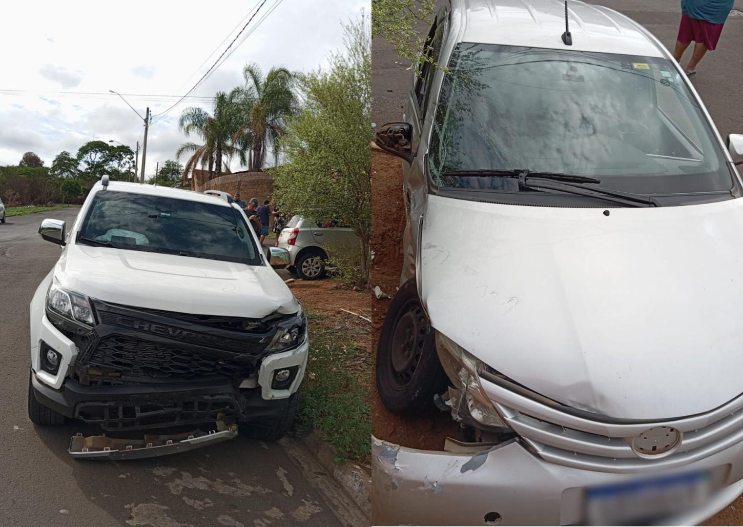 Acidente entre caminhonete e carro de aplicativo deixa duas crianças feridas