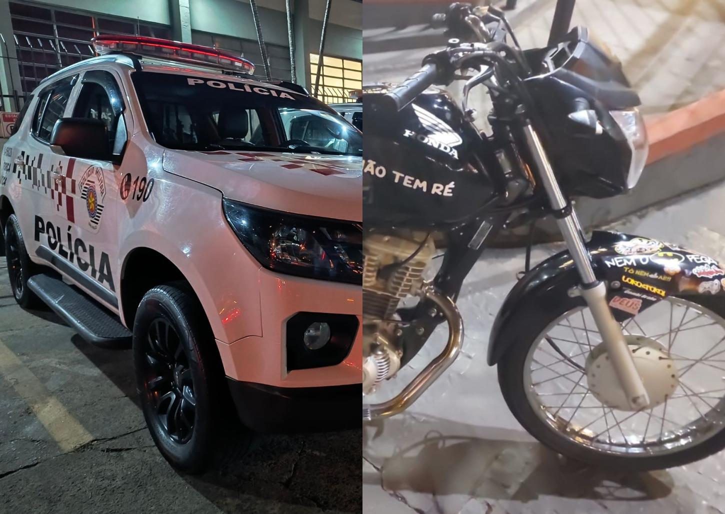 Policiais militares da Força Tática recuperam moto furtada em Franca