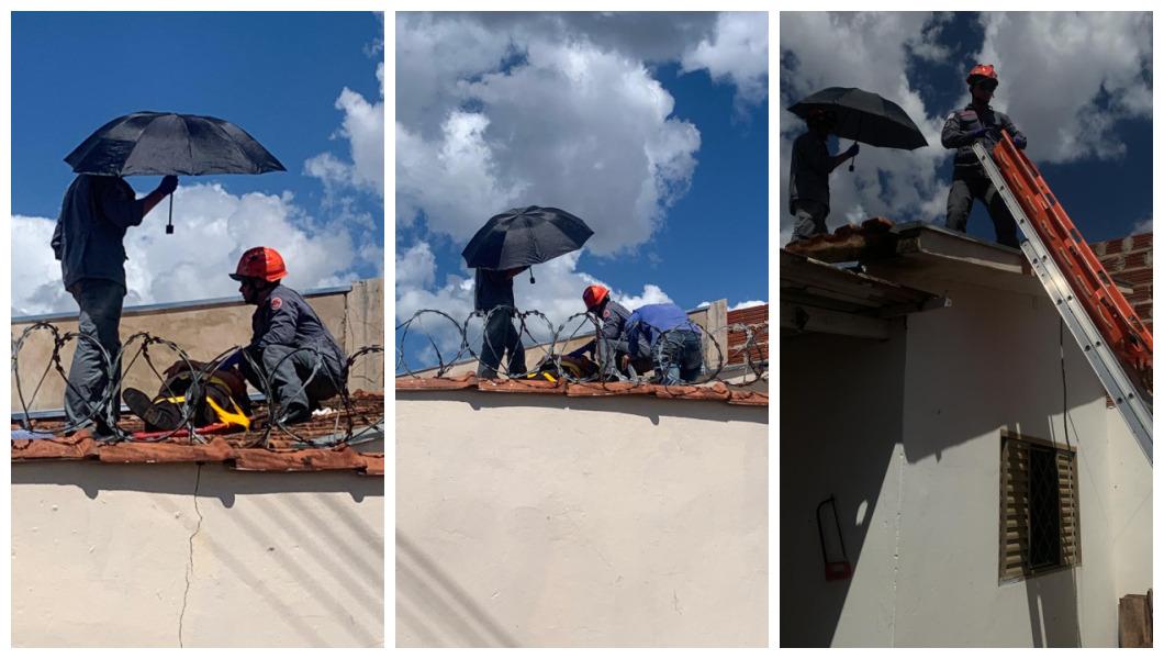 Homem passa mal em cima de telhado e é resgatado pelo Corpo de Bombeiros