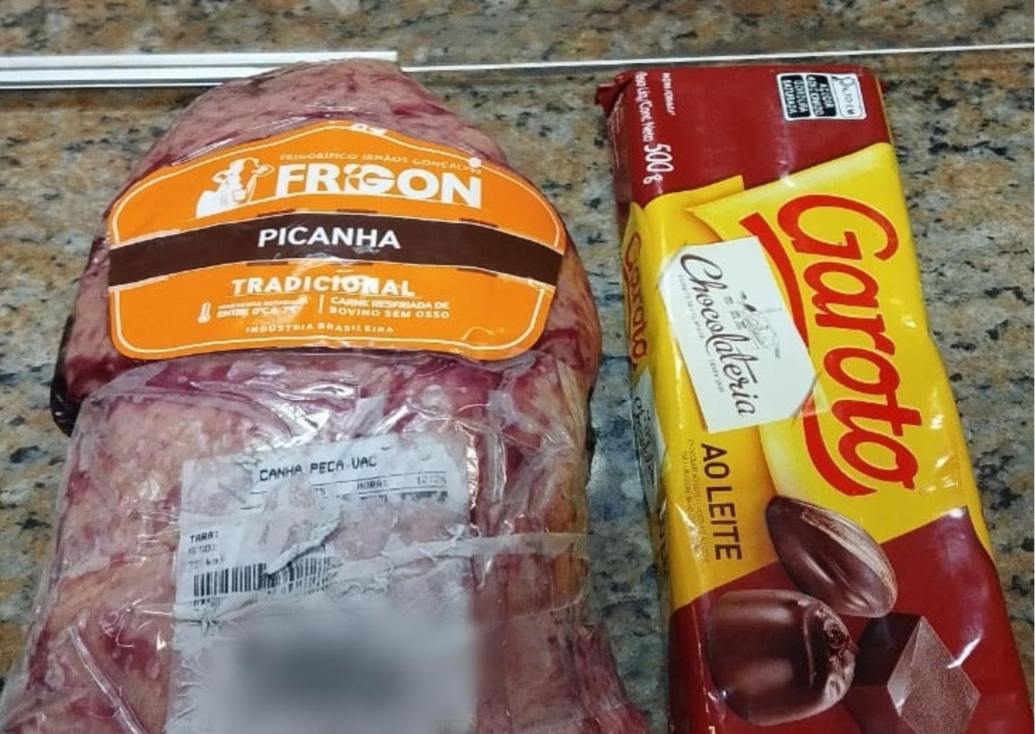 Esteticista é presa com picanha, roupas e materiais escolares furtados