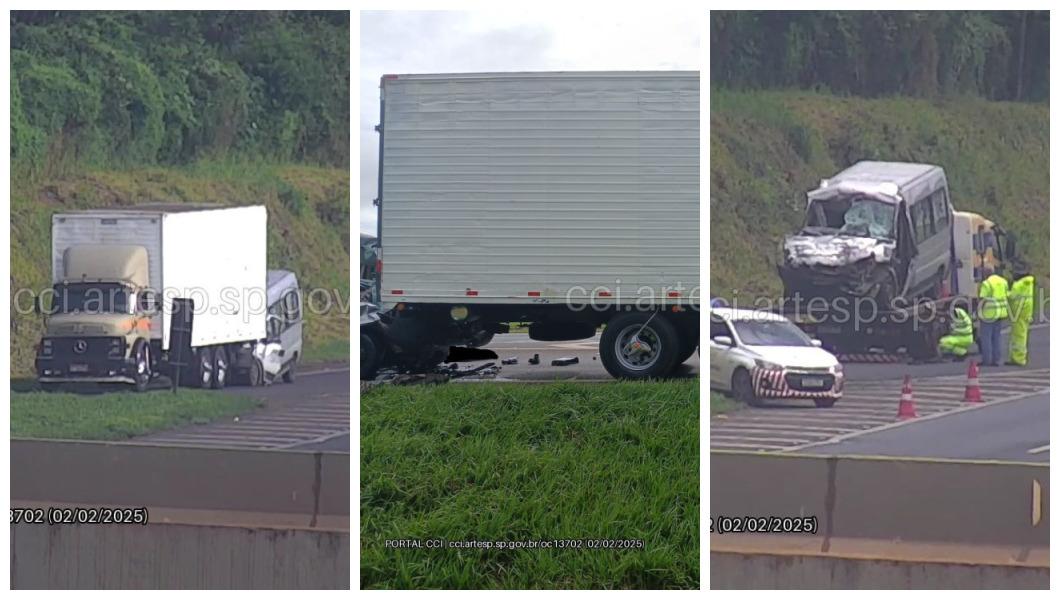 Acidente entre caminhão e van deixa duas pessoas mortas na região