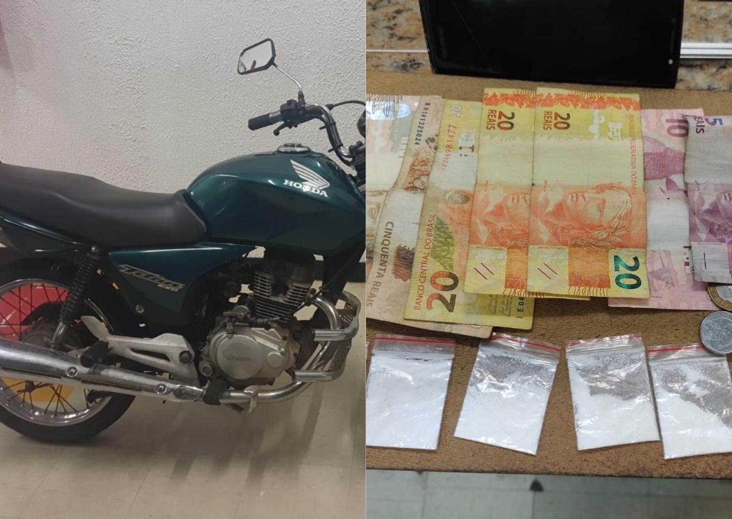 Dupla é detida pela PM transportando drogas em porta ferramenta de moto