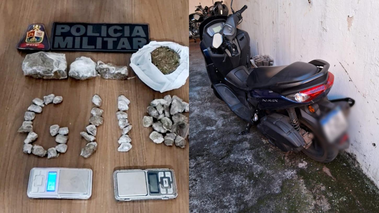 Traficante que guardava drogas em motoneta é preso pela PM