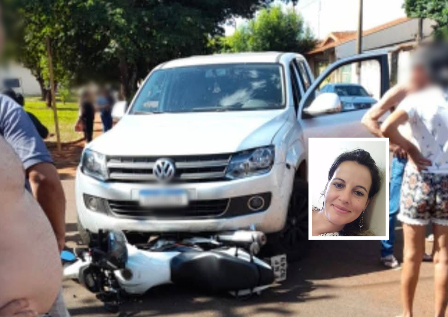 Mulher de 40 anos morre em acidente entre moto e caminhonete