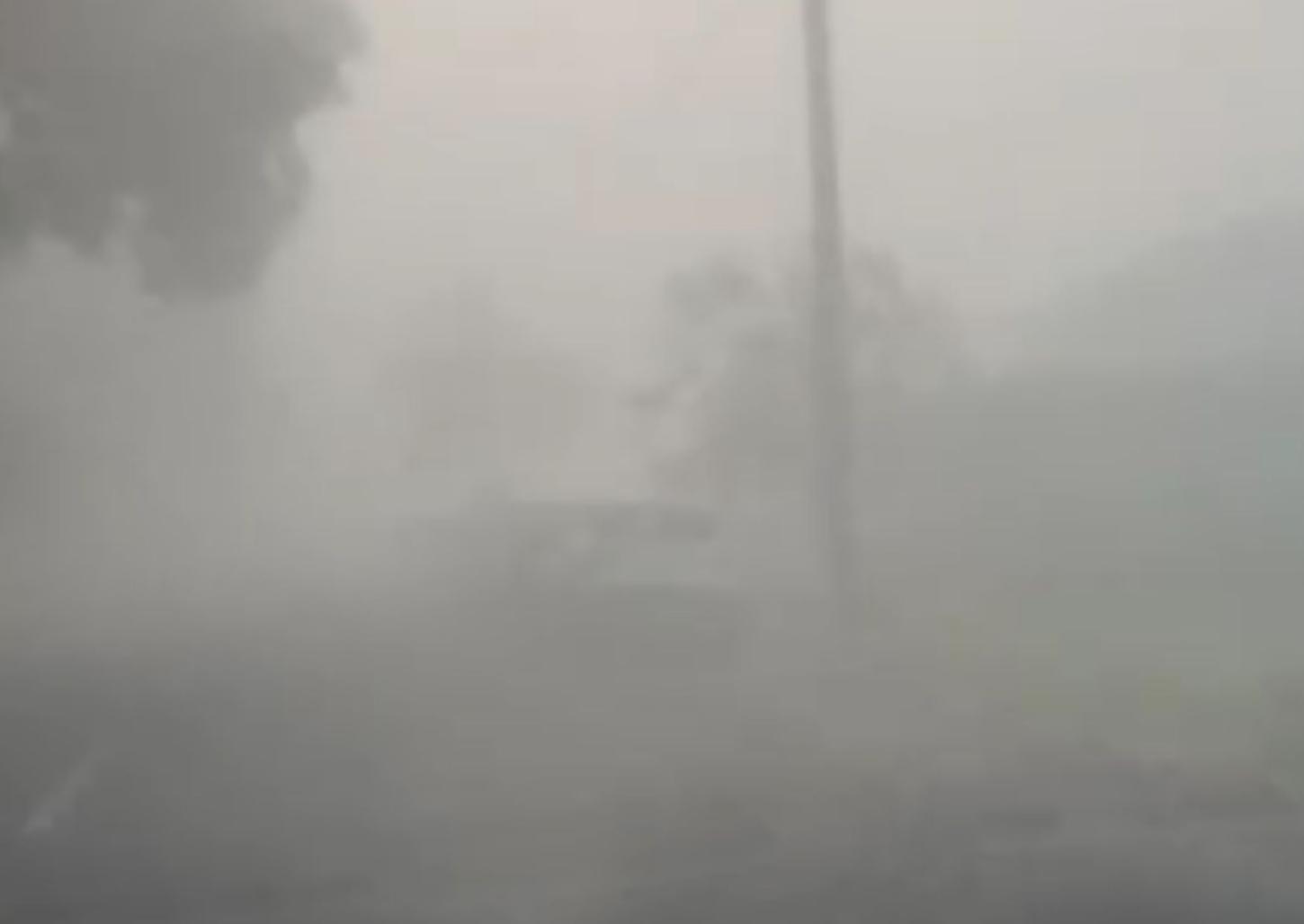 Com termômetros registrando 13°C, neblina toma conta de avenida