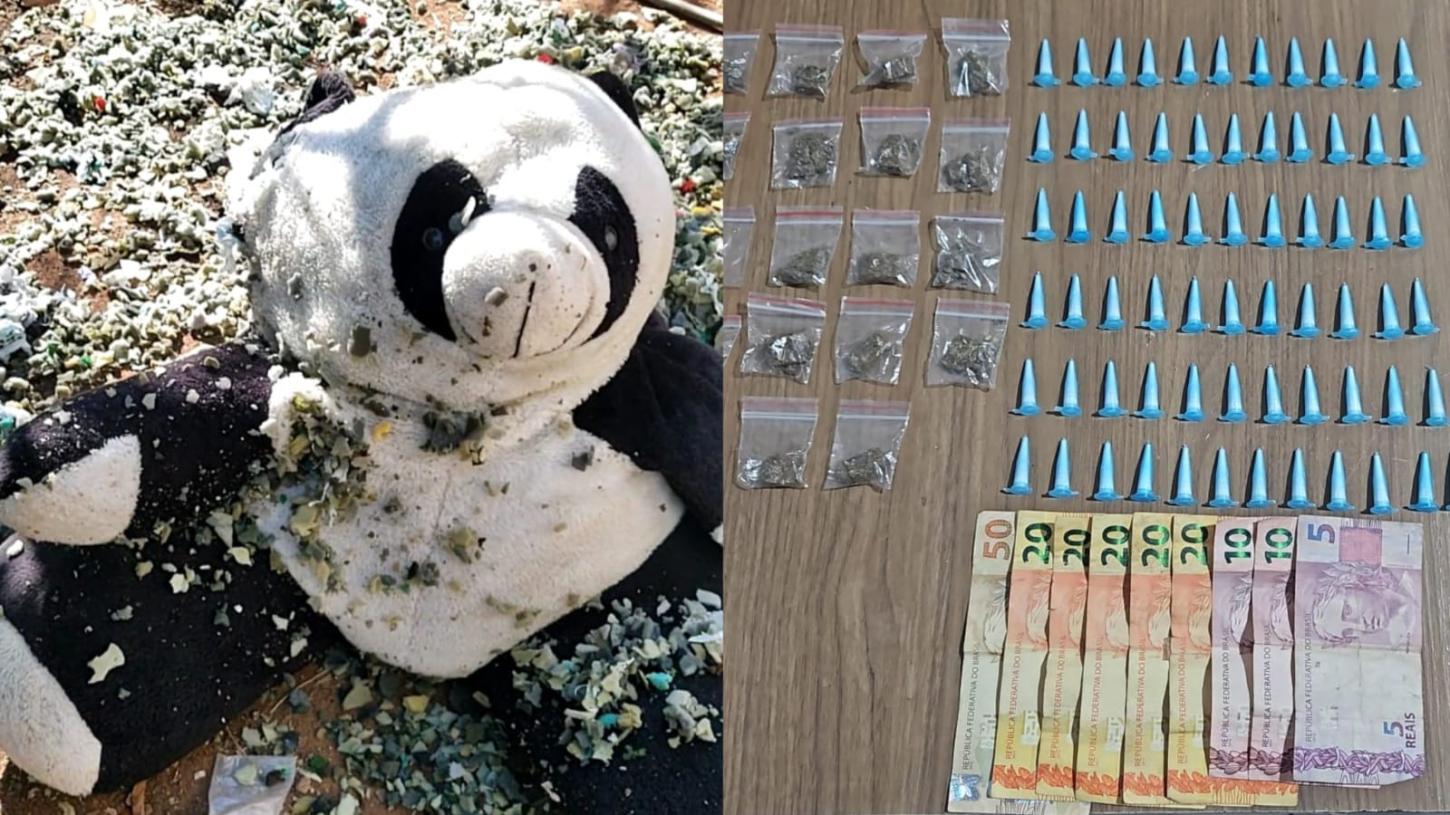 Homem que escondia drogas em urso de pelúcia é preso pela PM