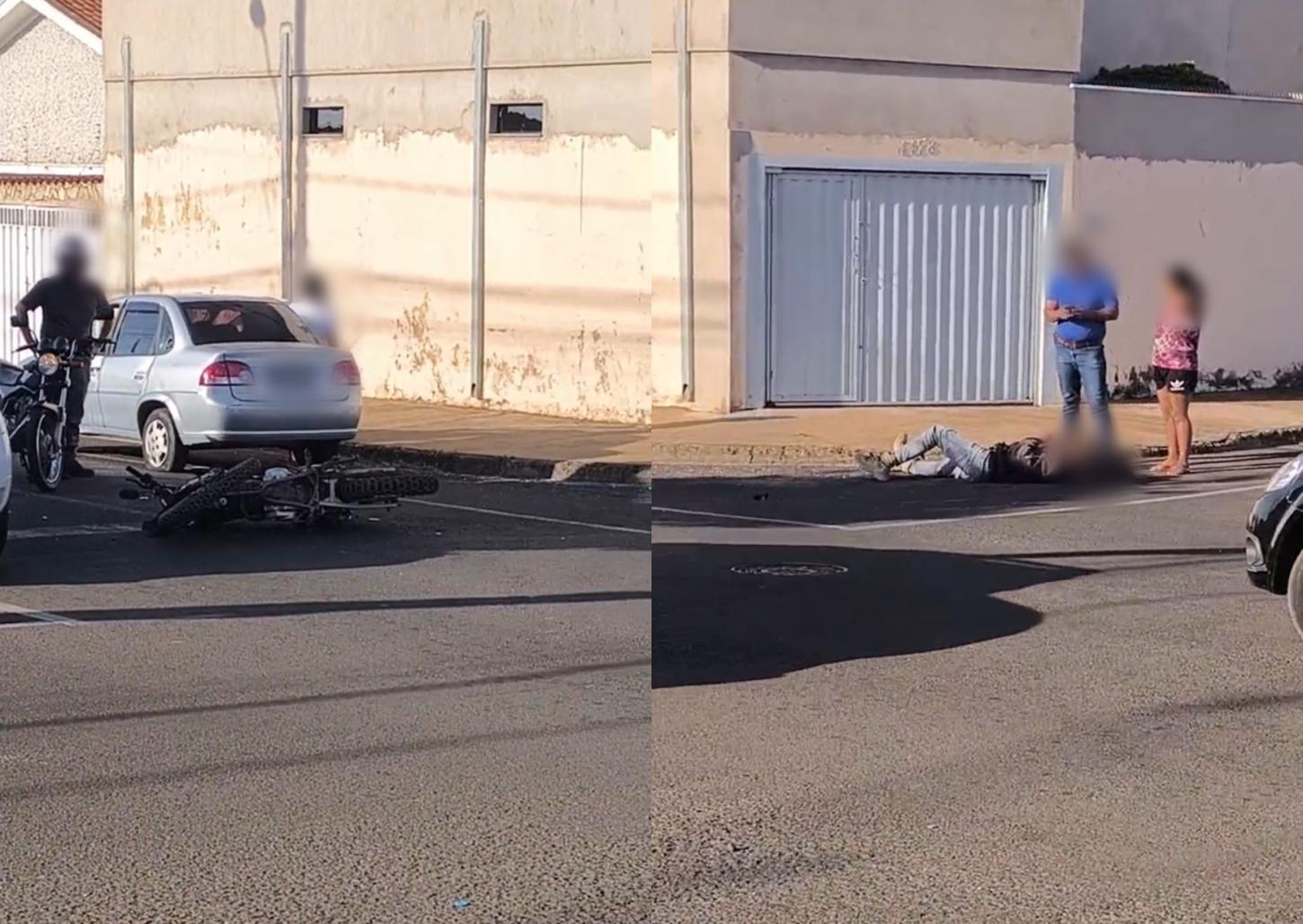 Acidente entre carro e moto deixa jovem ferido na Vila Chico Júlio