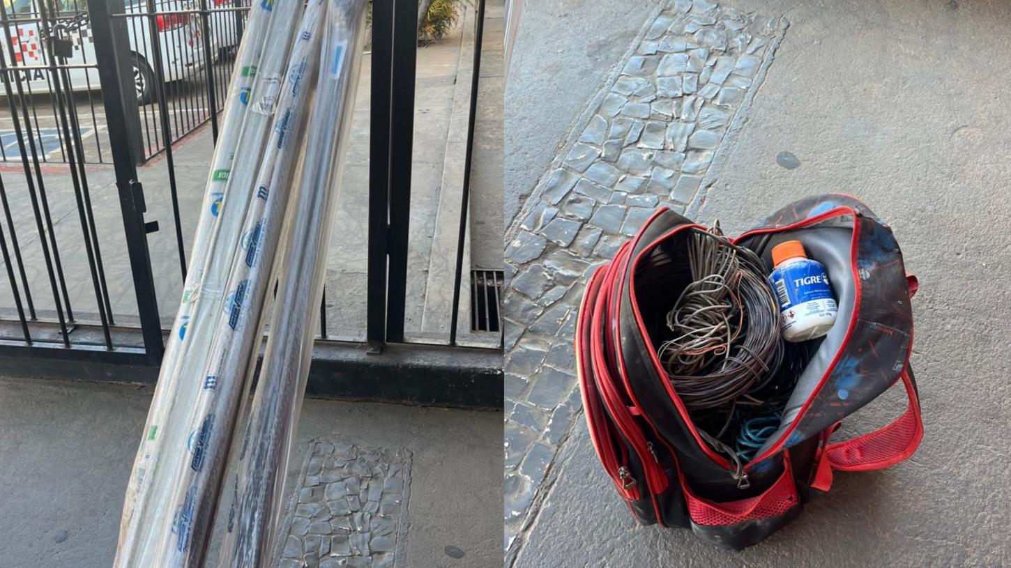 Homem é preso pela PM furtando fiação de residência no Santa Adélia