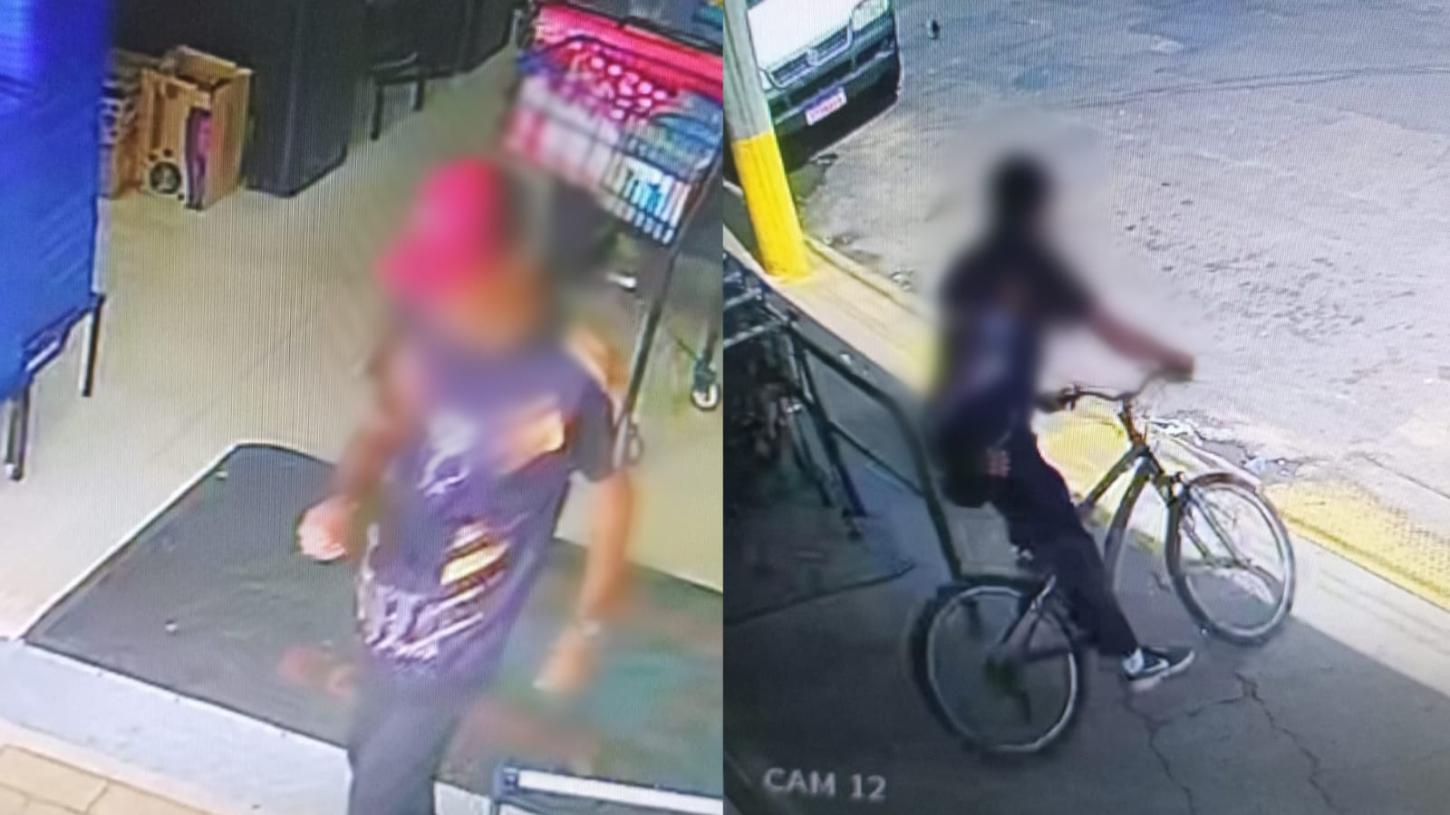 Homem furta bicicleta em frente a supermercado no Leporace