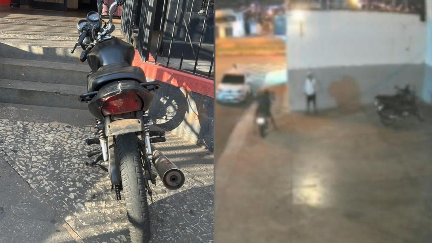 Motocicleta furtada em estacionamento de supermercado é recuperada pela PM