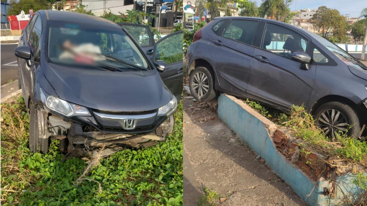 Motorista perde controle e bate carro em mureta no Jardim Consolação