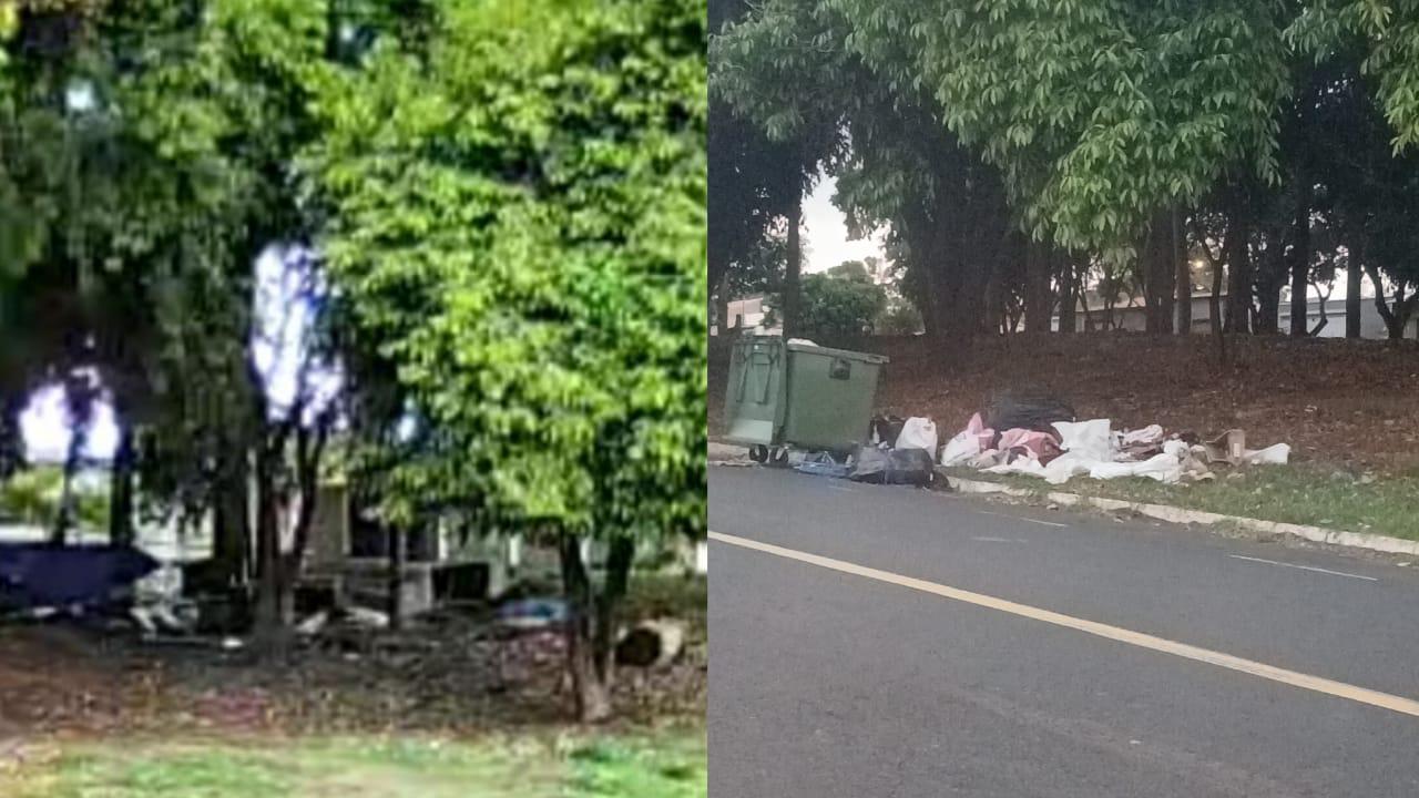 Terreno ao lado de escola vira abrigo, gera mau cheiro e poluição