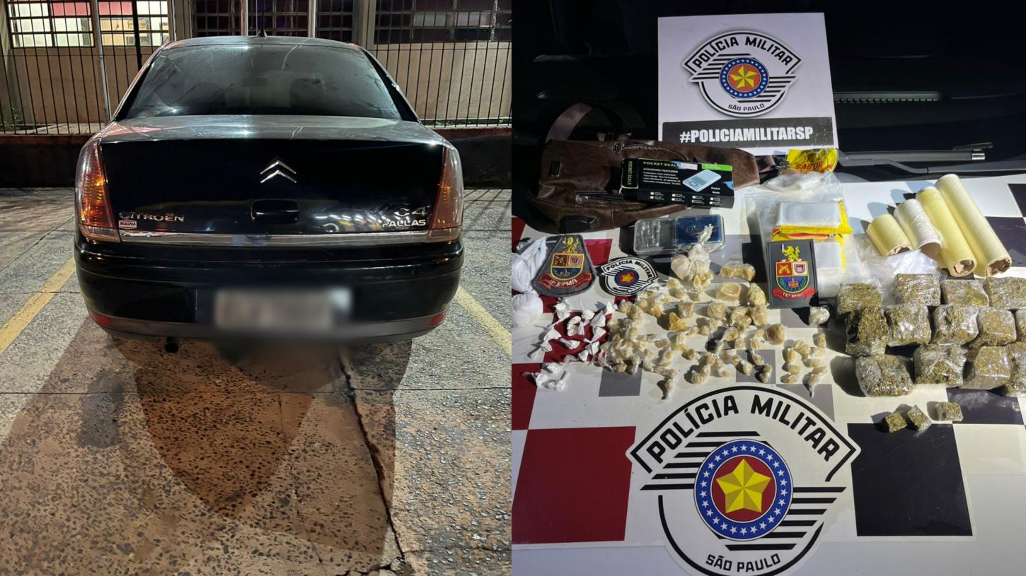 Homem foge de abordagem, mas é preso pela PM com drogas e carro furtado