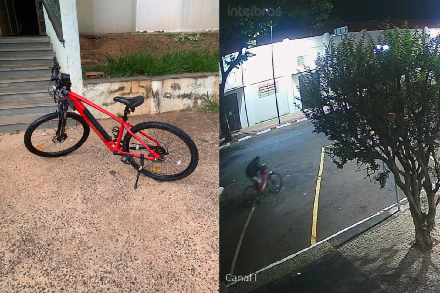 Câmeras registram furto de bicicleta na avenida Frei Germano