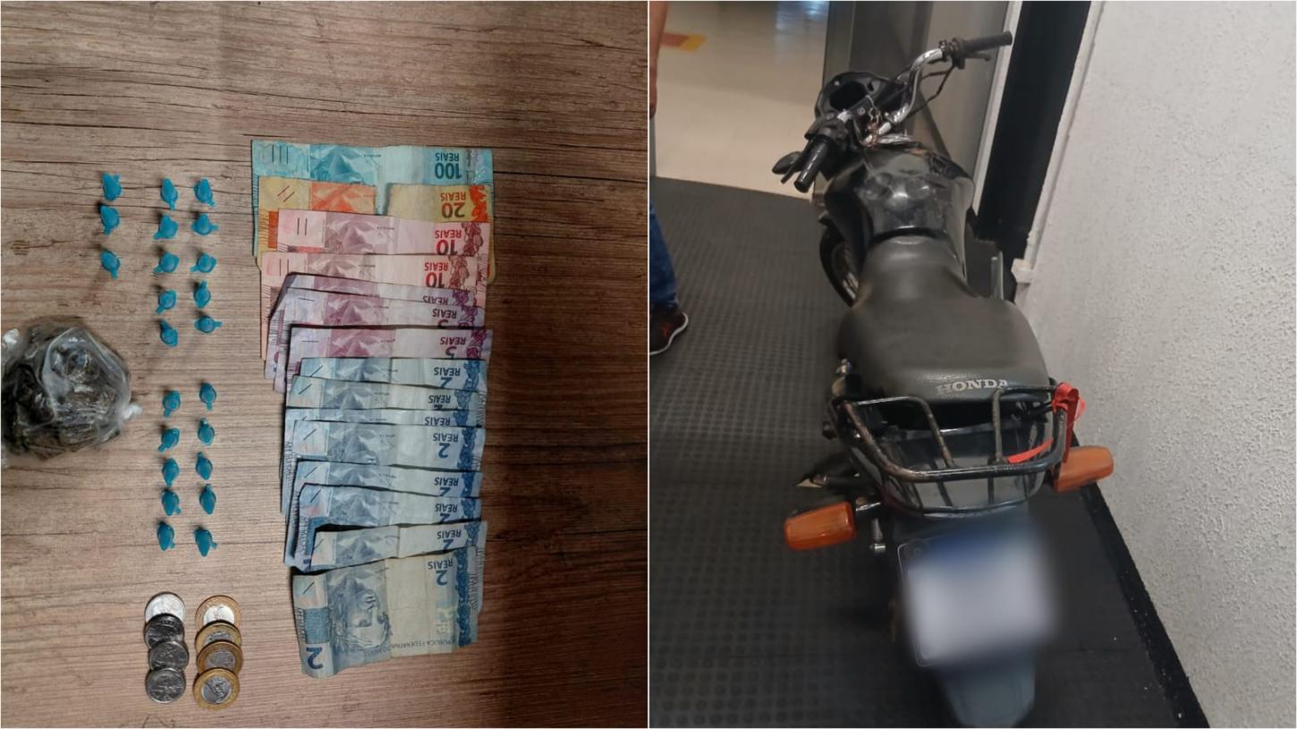 Dupla é capturada pela PM com drogas e moto adulterada no Aeroporto