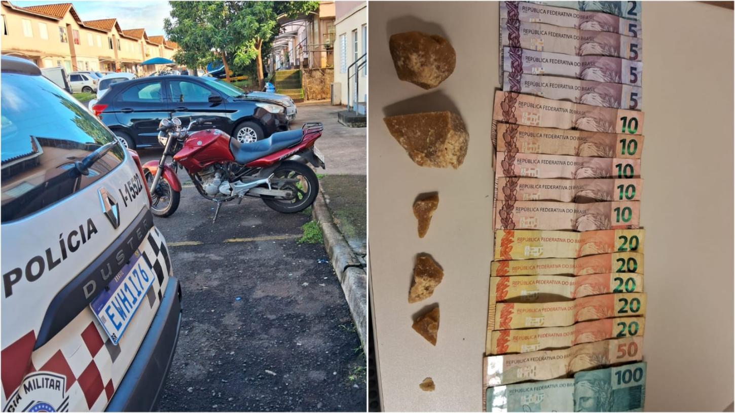 PM recupera moto furtada e prende traficante com pedras de crack
