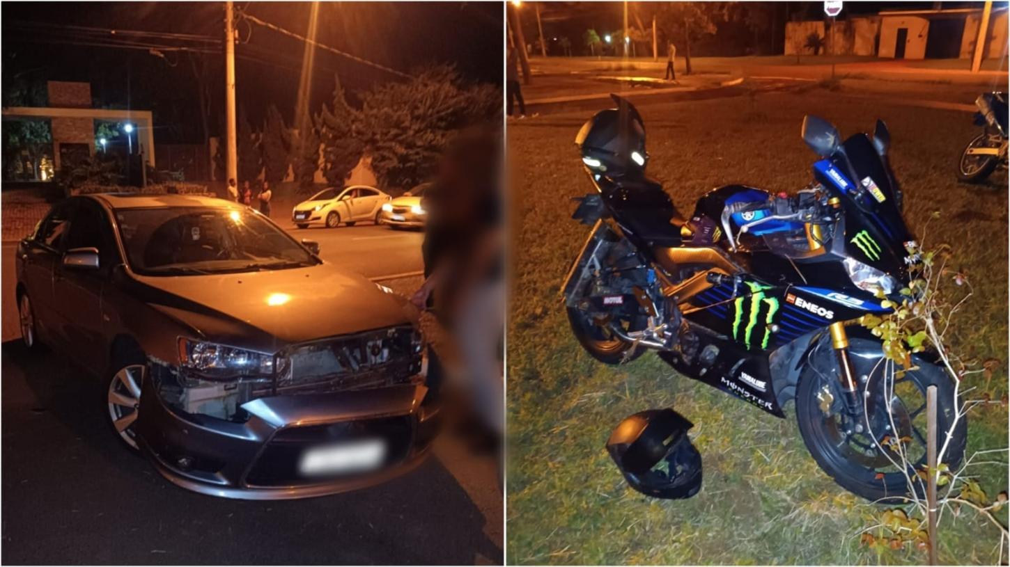Acidente de trânsito em frente ao Polo Club deixa duas pessoas feridas