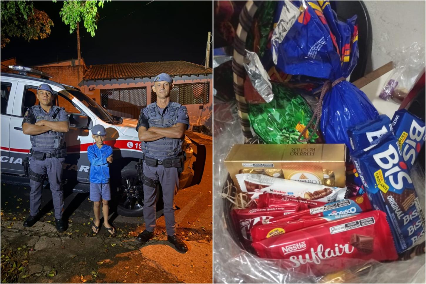 Ação de Páscoa da Força Tática emociona família em Franca