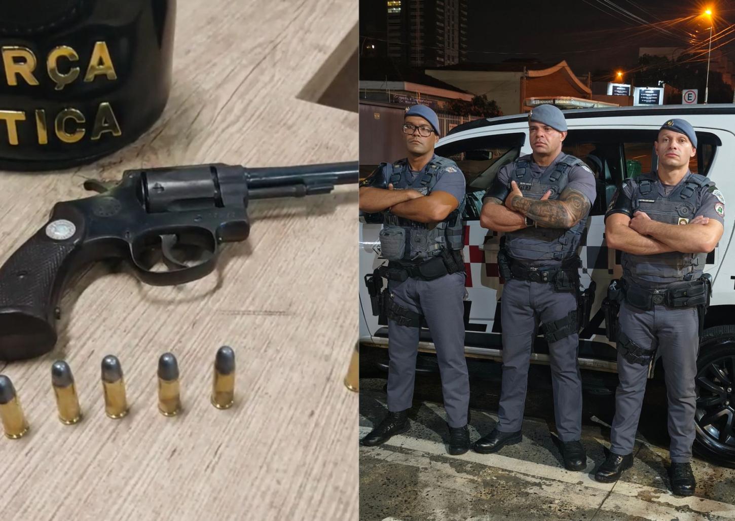 Adolescente é flagrado pela Força Tática com revólver próximo a adega