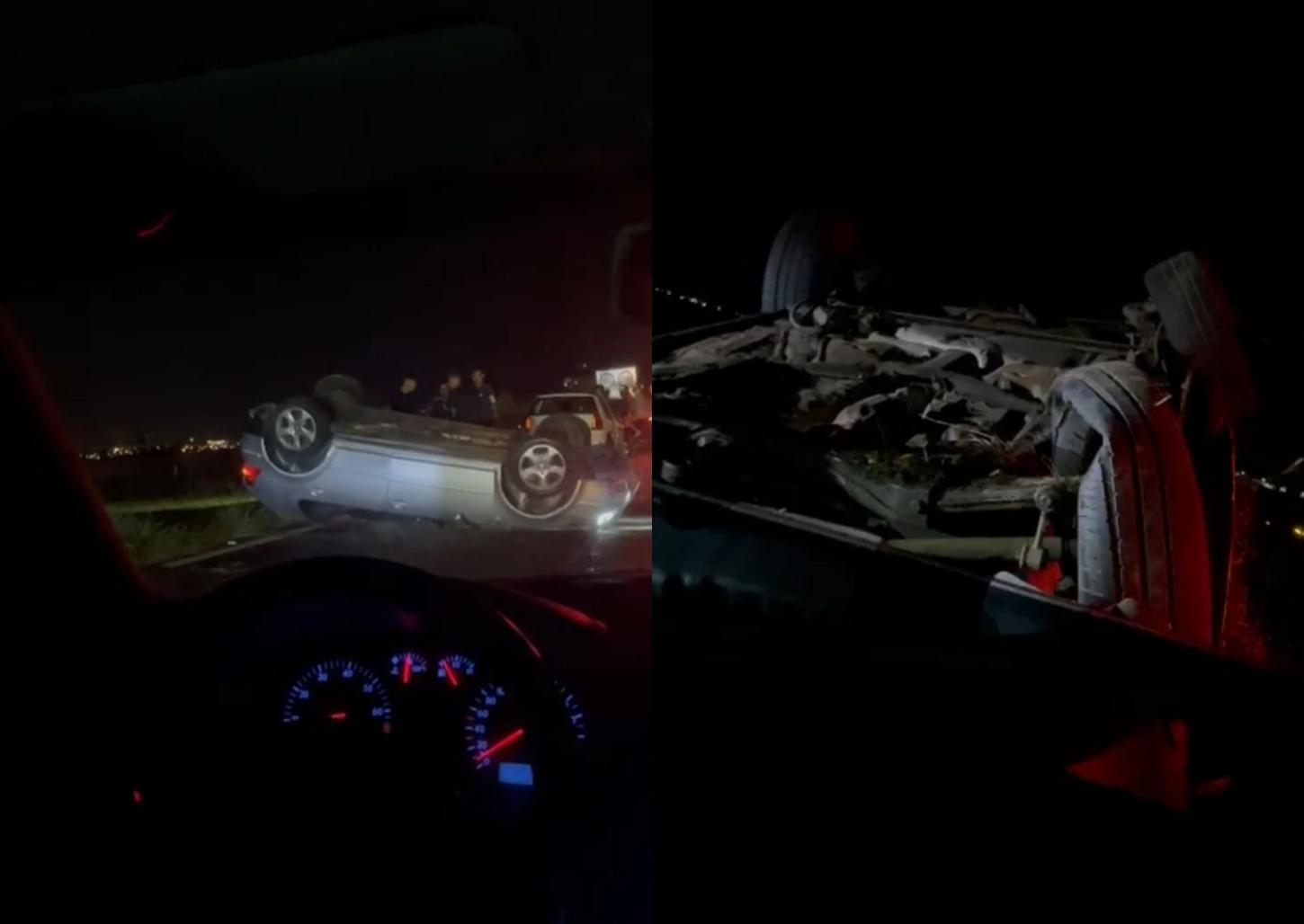 Carro capota durante a madrugada na zona sul de Franca 