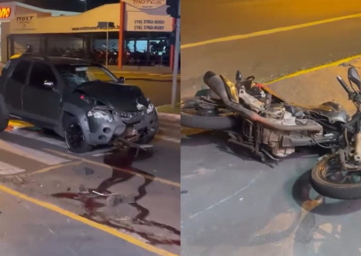 Acidente entre carro e moto deixa duas pessoas feridas na Chico Júlio 