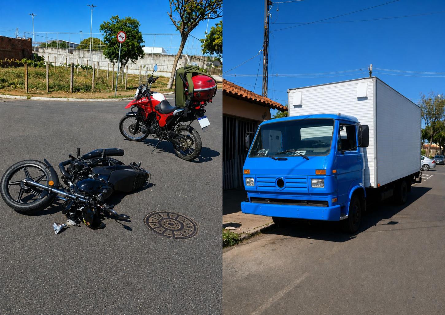 Acidente entre moto e caminhão deixa dois feridos na vila São Sebastião