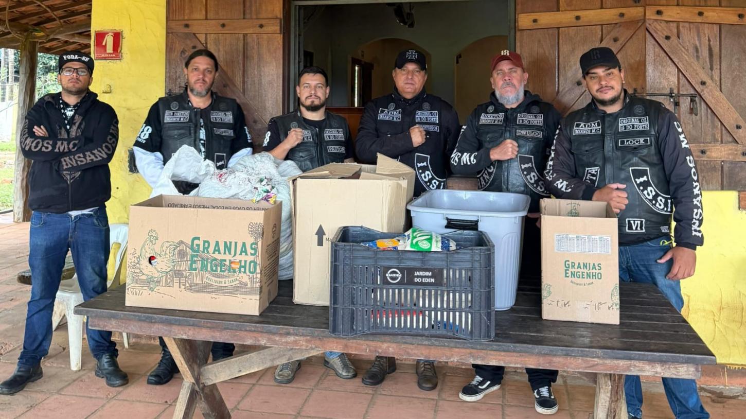 Moto clube de Franca realiza entrega de alimentos à clínica de reabilitação
