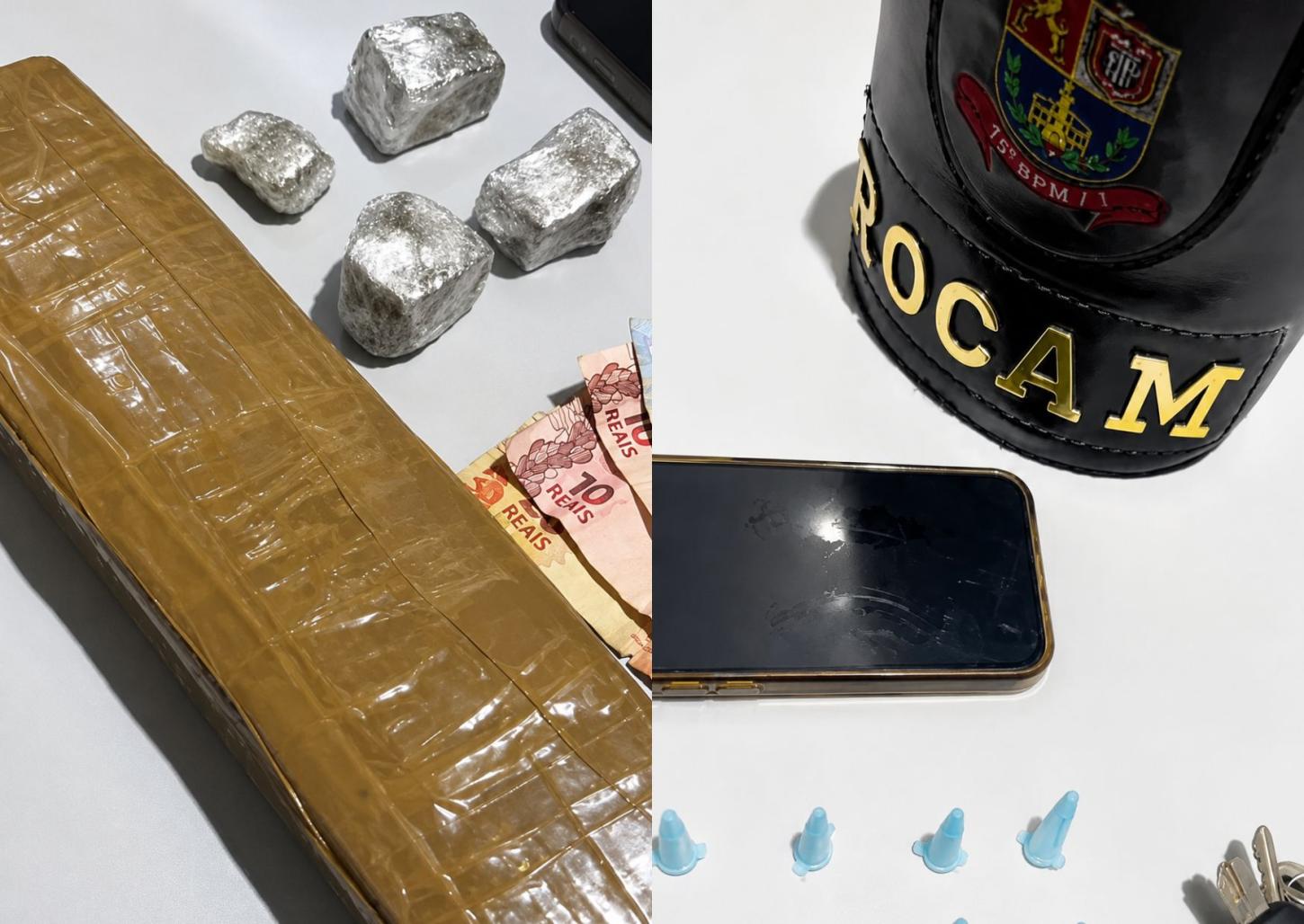 Rocam localiza tijolo de maconha em carro e prende traficante