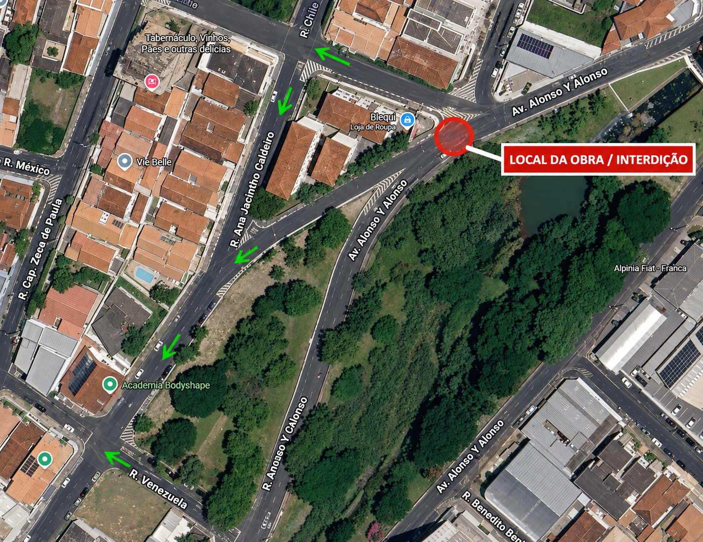 Avenida Ismael Alonso y Alonso terá trecho interditado a partir desta sexta