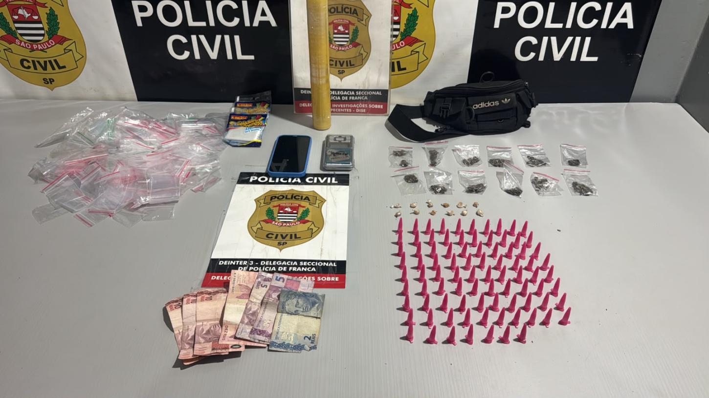Homem é preso com cocaína, crack e maconha no Jardim Esmeralda