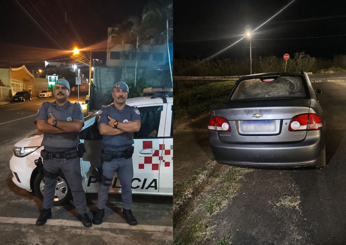 Policiais militares recuperam carro furtado durante a madrugada