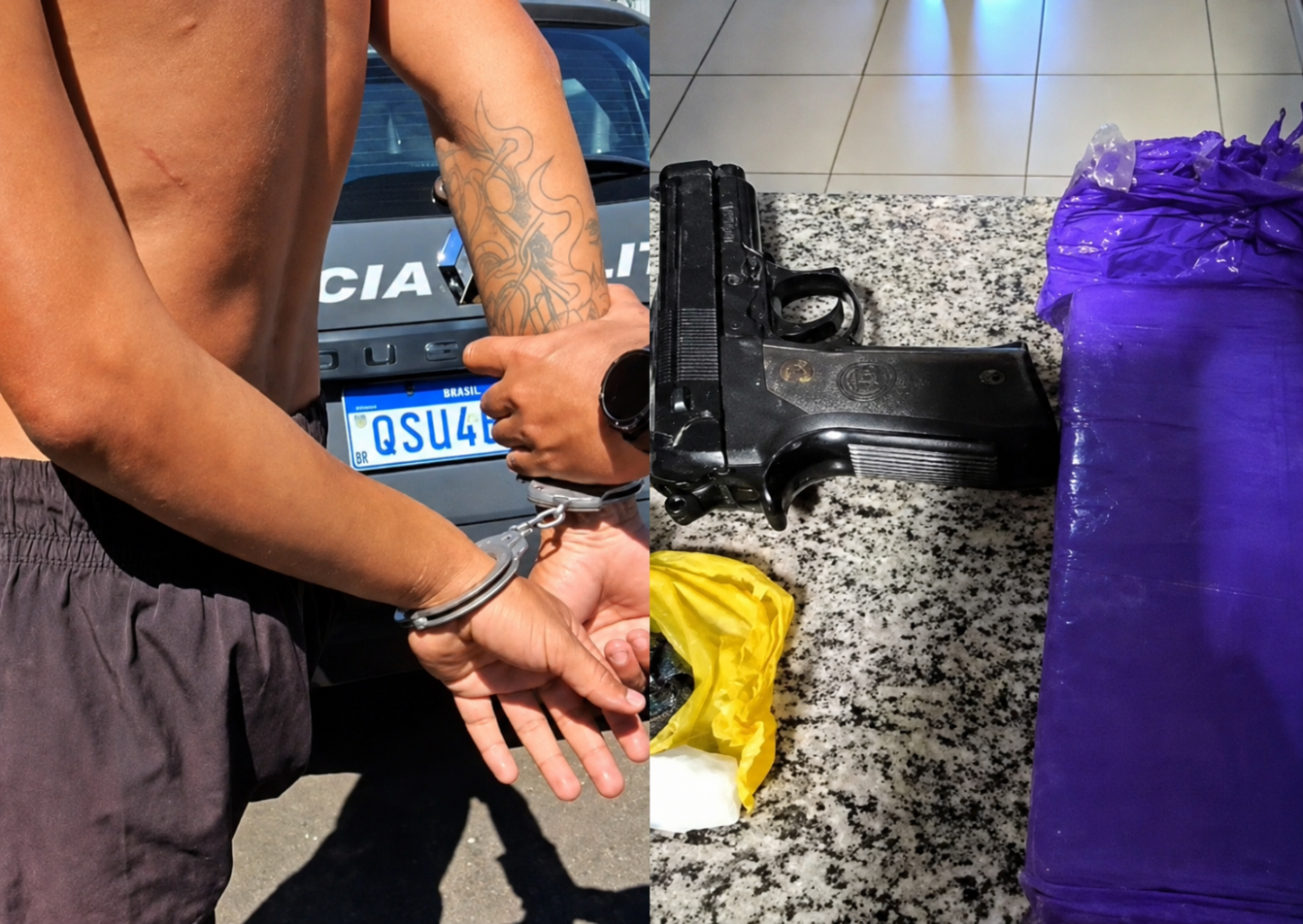 Traficante é preso com simulacro e drogas no Jardim Brasilândia 