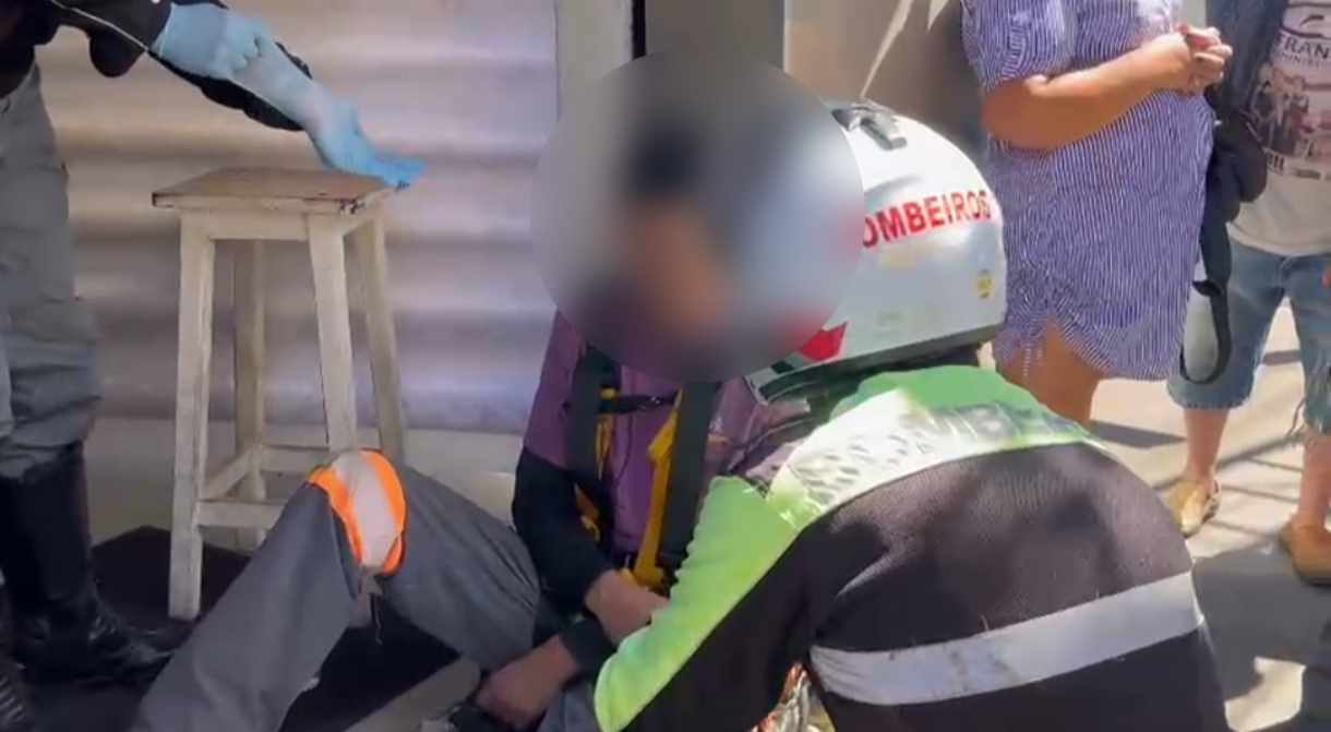 Jovem recebe descarga elétrica no Centro e cai de altura de 3 metros