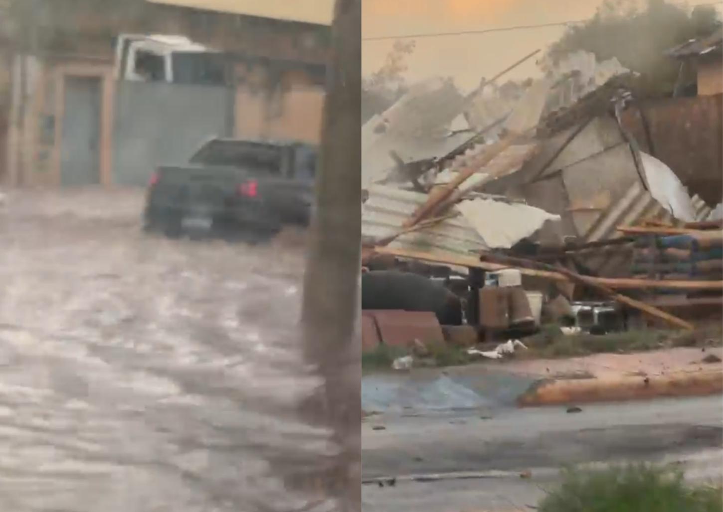 Temporal com granizo e fortes ventos causa estragos em Sacramento (MG)