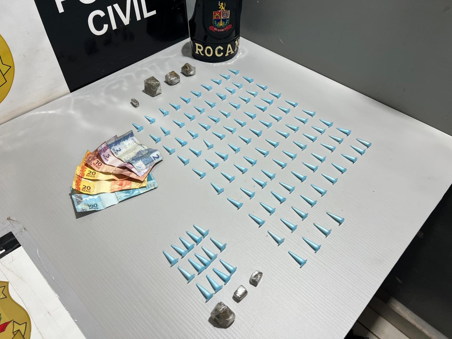 Traficante é preso por policiais da Rocam com 108 pinos de cocaína 