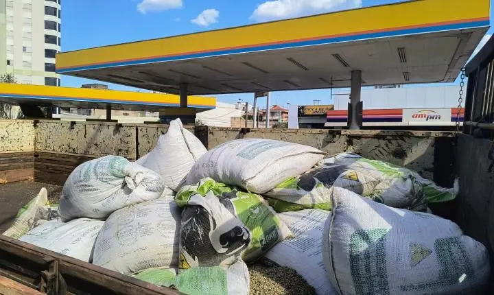 67 sacas de café furtadas em Itirapuã são recuperadas pela PM em Franca