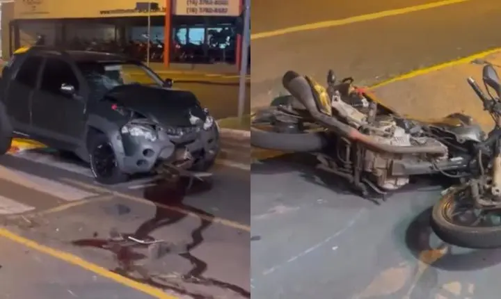 Acidente entre carro e moto deixa duas pessoas feridas na Chico Júlio 