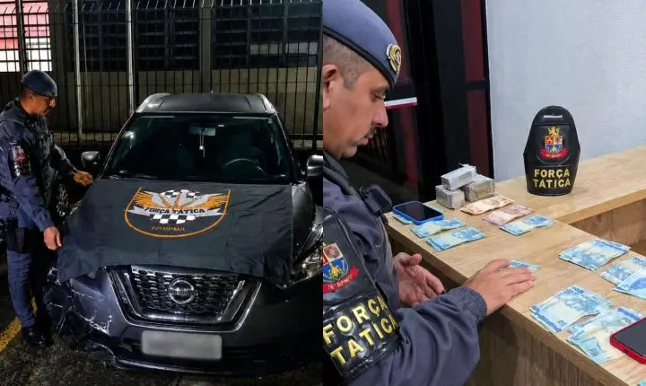 Criminoso salta de carro roubado, é atropelado e acaba preso pela Força Tática