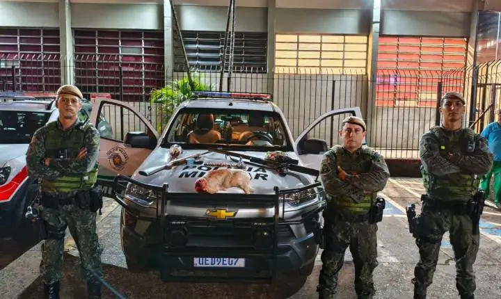 Homem é preso pela PM Ambiental com paca abatida 3 armas em Patrocínio