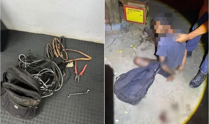 Homem furta fios de escola, cai de árvore durante a fuga e é preso pela GCM