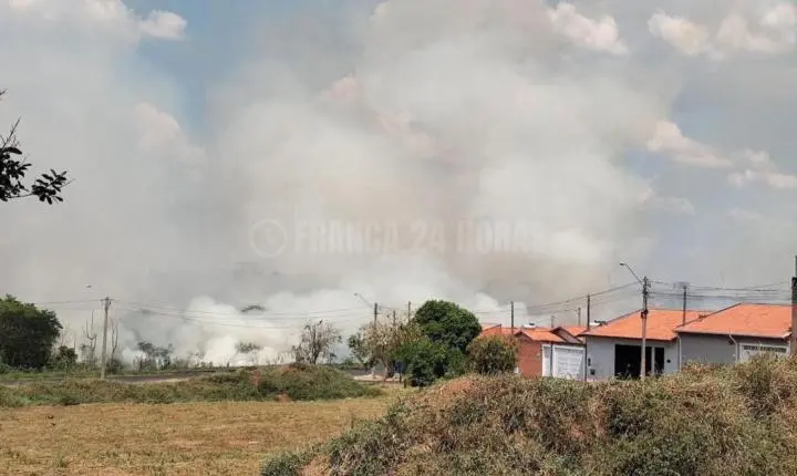Incêndio atinge área de mata no Villágio Mundo Novo neste domingo (27)