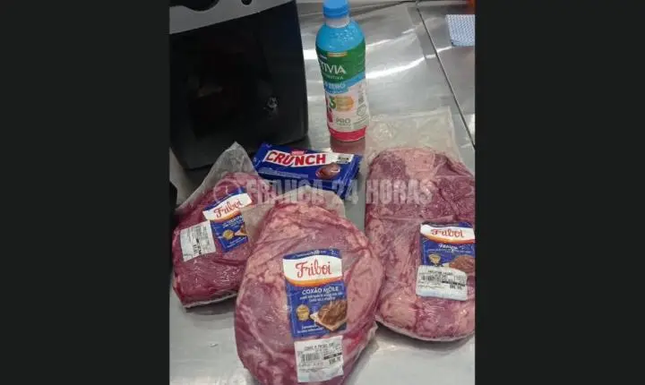 Ladrão é preso pela PM ao tentar furtar carnes em supermercado 