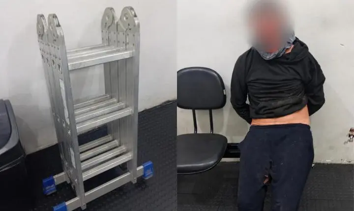 Ladrão invade casa no Leporace, tenta furtar escada e é preso pela GCM